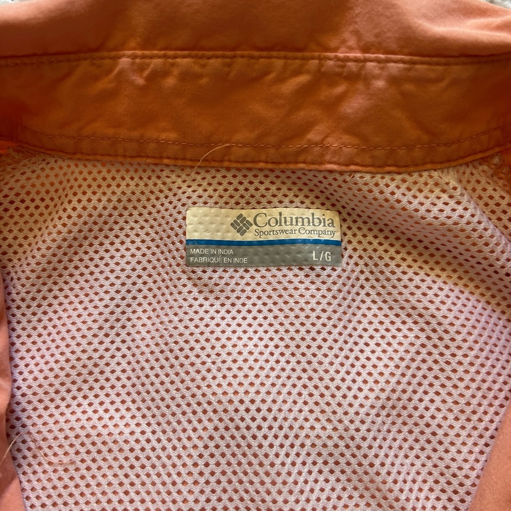 Columbia PFG Shirt Mens L Peach Button Up Short Sleeve Fishing Outdoor - Picture 4 of 10